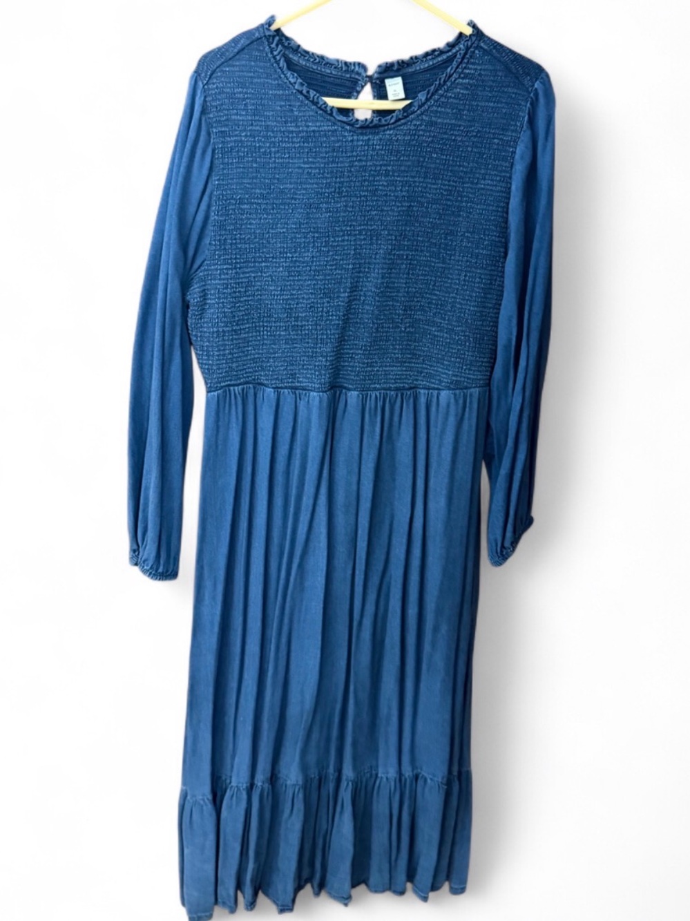 Old Navy Smocked Long Sleeve Denim Dress